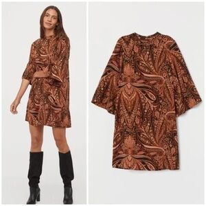 ❄️ Richard Allan x H&M | Rust Paisley A Line Dress Size 10 Hippie Boho Retro